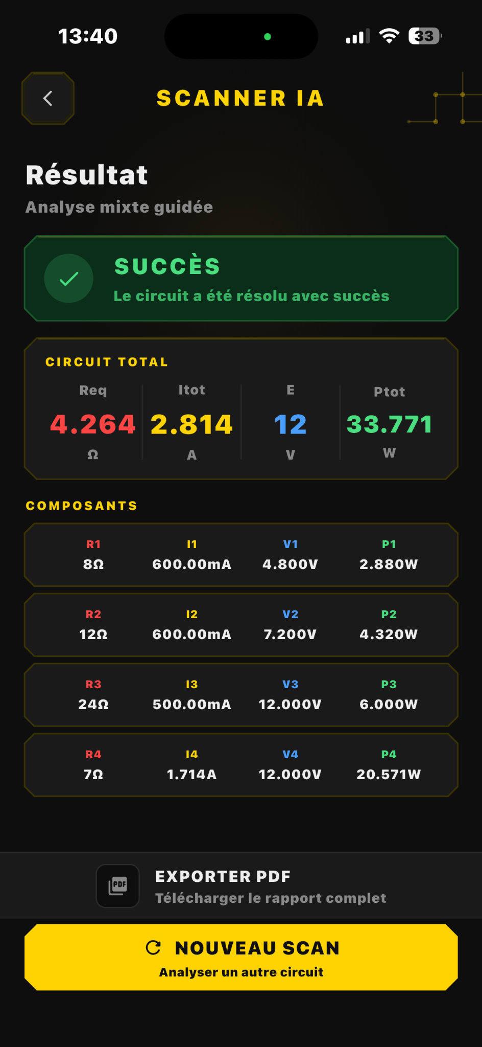 Résultat Scanner IA AmperIQ